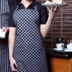 Grey & black check bib apron