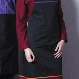 Bib style apron with 3 coloured stripes - pick from 10 stripe colours