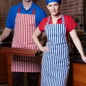 Wide stripe bib apron
