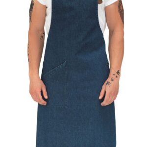 Leather Neck Halter Denim Bib Apron