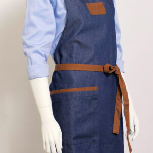 Bib Apron with Contrast Colour Straps and Contrast Band Pocket and End