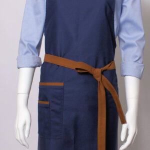 Bib Apron with Contrast Colour Straps and Double Pocket