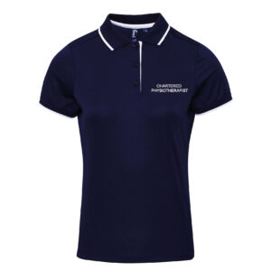 Ladies Physiotherapist Navy Contrast Polyester Stretch Polo Shirt
