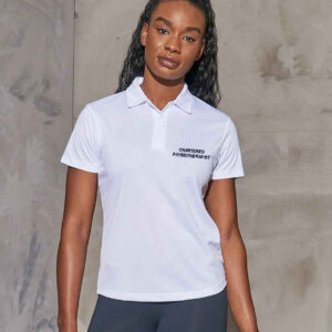 Ladies Physiotherapist White Polyester Stretch Polo Shirt