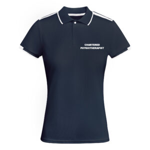 Ladies Physiotherapist Navy Antibacterial Recycled Polyester Contrast Stretch Polo Shirt