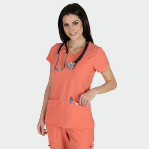 Julie Stretchy Scrub Top Coral